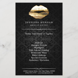 Stunning 3D Guld Läppar Makeup Artist Beauty Salon Flygblad