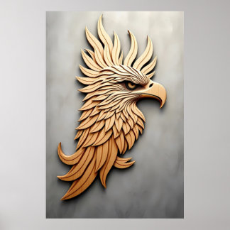 Stunning 3D-Wood Carving of an Eagle Poster