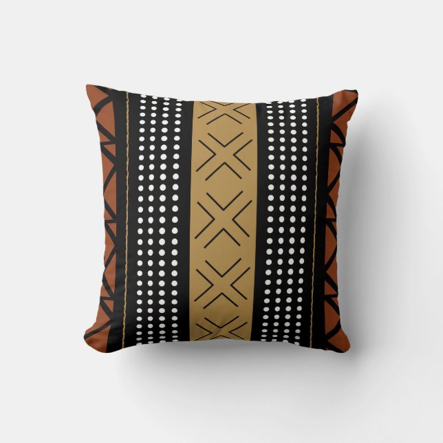 Stunning African Bogolan Inspired Throw Pillow Kudde (Framsida)