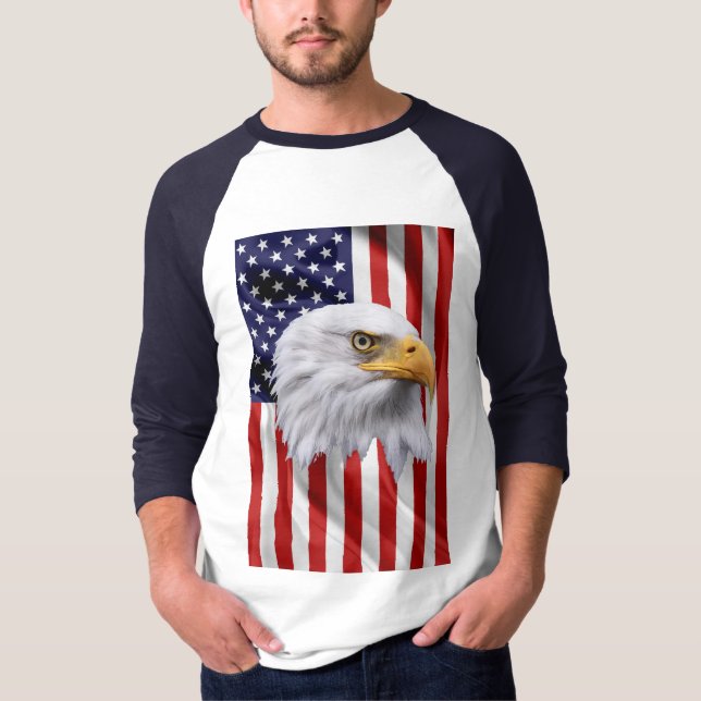 Stunning American Eagle, USA flagga, Patriotic T Shirt (Framsida)