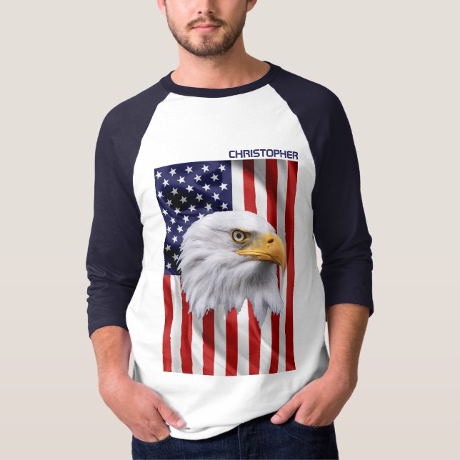 Stunning American Eagle, USA flagga, Patriotic T Shirt (Framsida)