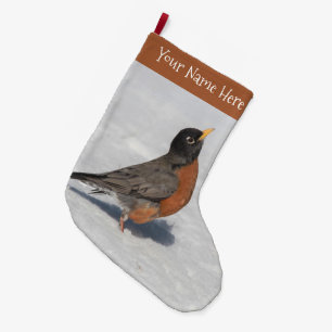 Stunning American Robin i Snö Stor Julstrumpa