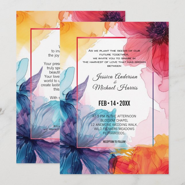 Stunning Anemone Dreamscape Wedding-inbjudan Inbjudningar (Fram/baksida)