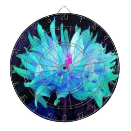 Stunning Aqua Blue och Grönt Cactus Dahlia Darttavla