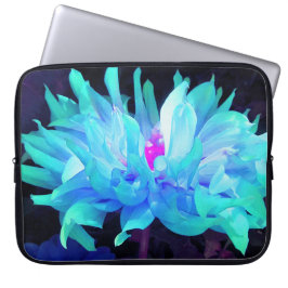 Stunning Aqua Blue och Grönt Cactus Dahlia Laptop Fodral