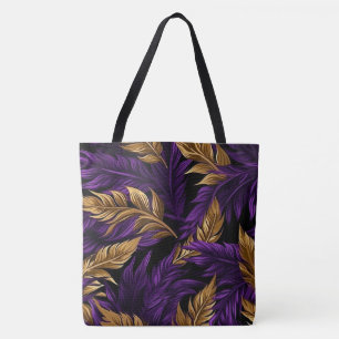 Stunning av Lila och Löv Blommigt Guld Large Tote Tygkasse