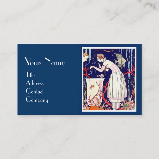 STUNNING AV LITEN FISK, DECO BEAUTY MODE MONOGRAM VISITKORT (Framsida)