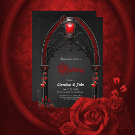 Stunning av röd ros och grind inbjudningar