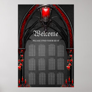 Stunning av röd ros och grind poster