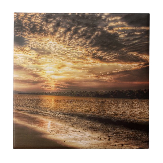 Stunning Beach Sunrise Kakelplatta (Framsidan)
