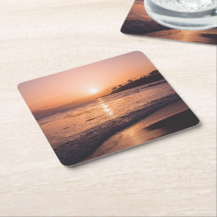 Stunning Beach Sunset Underlägg Papper Kvadrat