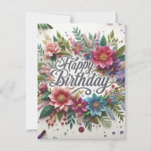 Stunning Beauty Blommigt Birthday Postcard Vykort