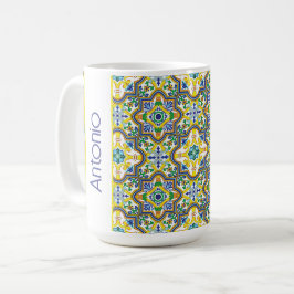 💛💙💚Stunning blå och gul Azulejos Kaffemugg