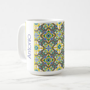 💛💙💚Stunning blå och gul Azulejos Kaffemugg