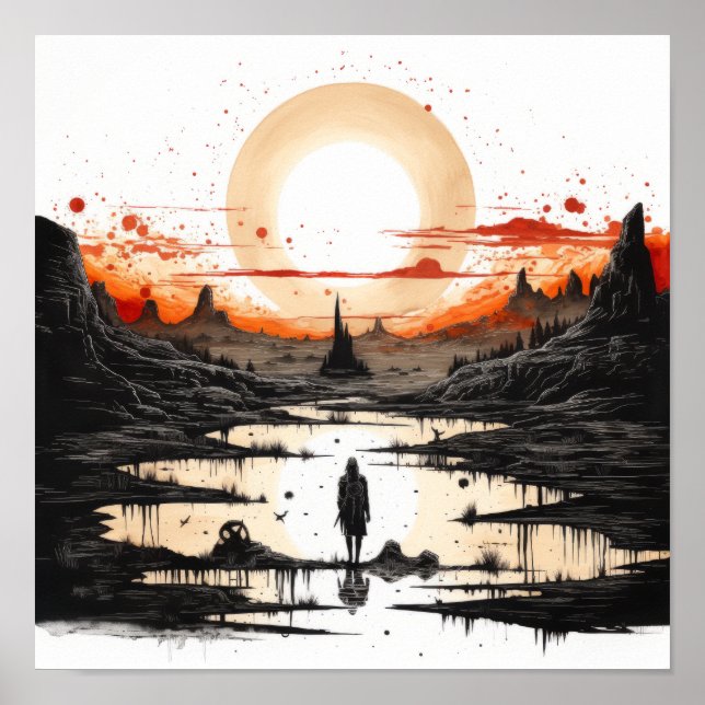 Stunning Black Bläck Teckning i det inhemska ameri Poster (Framsidan)