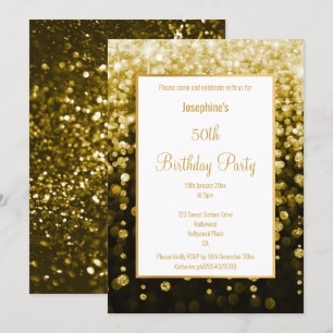 STUNNING BLACK & GULD GLITTER VATTENFALL BIRTHDAY INBJUDNINGAR
