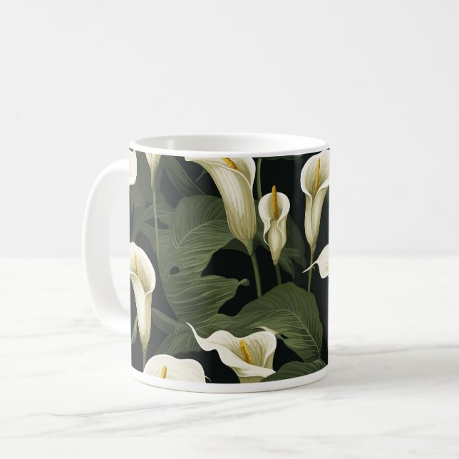Stunning Blommigt Beauty, Calla Lily Blommigt desi Kaffemugg (Framsida vänster)