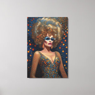 Stunning Blonde Bombshell Drag Queen Porträtt Canvastryck