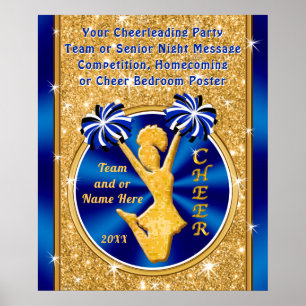 Stunning Blue and Guld Cheer Poster, PERSONLIG Poster