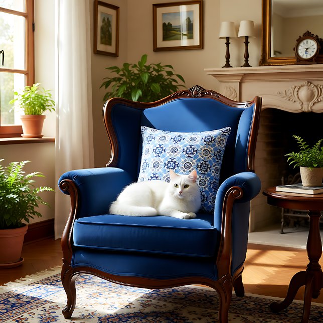 💙 Stunning blue Azulejos Kudde (Stunning blue Azulejos Throw Pillow)