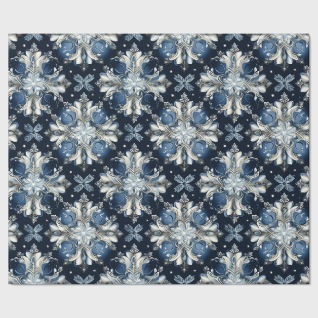 Stunning Blue Celtic Snöflingor Presentpapper (Seam)