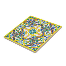 💛 💙 💚 Stunning blue och gult Azulejos Kakelplatta