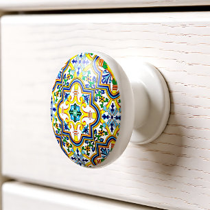 💛 💙 💚 Stunning blue och gult Azulejos Knopp