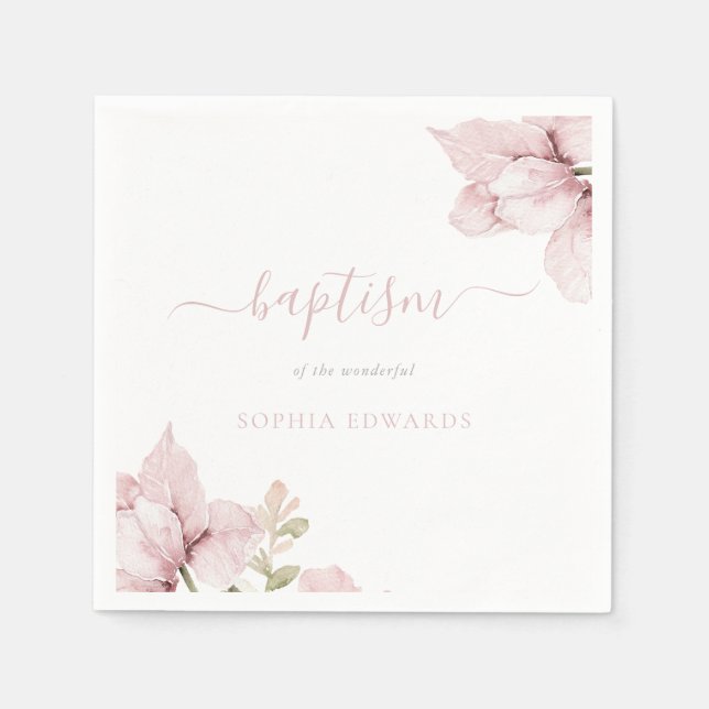 Stunning Blush Floral Elegance Baptism Pappersservett (Framsidan)
