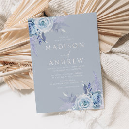 Stunning Boho Dusty Blue Bröllop Inbjudningar