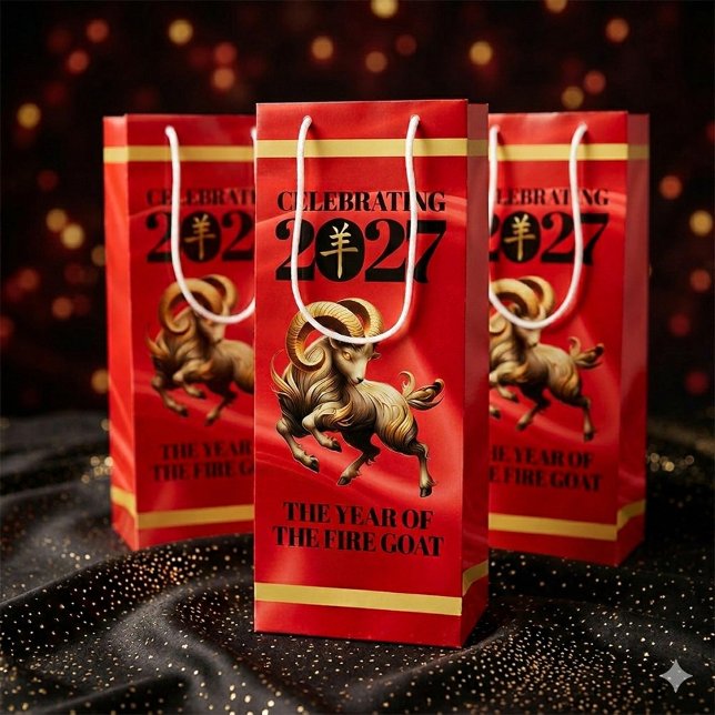 Stunning Chinese Year of the Fire Horse 2026 (Stunning Red & Gold Chinese Year of the Fire Goat 2027 Wine Bags Cover Photo)