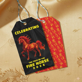 Stunning Chinese Year of the Fire Horse 2026 Presentetikett