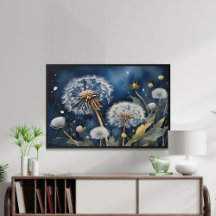 Stunning Dandelions i Nightsky AI Art