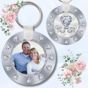 Stunning Diamond Heart Billigt, Photo Wedding Fava Nyckelring