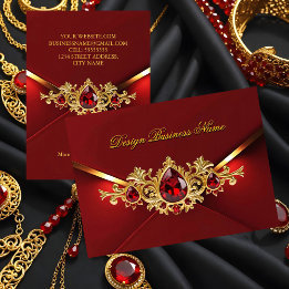 Stunning Elegant Regal Red Gold Jewels Gems Visitkort
