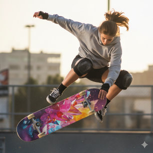 Stunning Explosion av Färg Bismuth Crystals Mini Skateboard Bräda 18,5 Cm