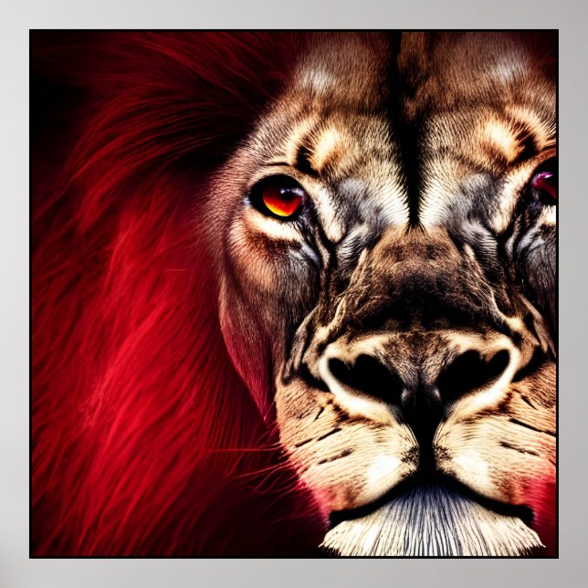 Stunning Fierce Wilderness Male Lejon Poster (Framsidan)