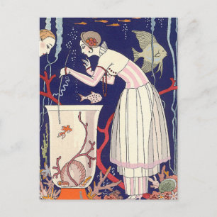 Stunning Fish Summer Dress George Barbier Vykort