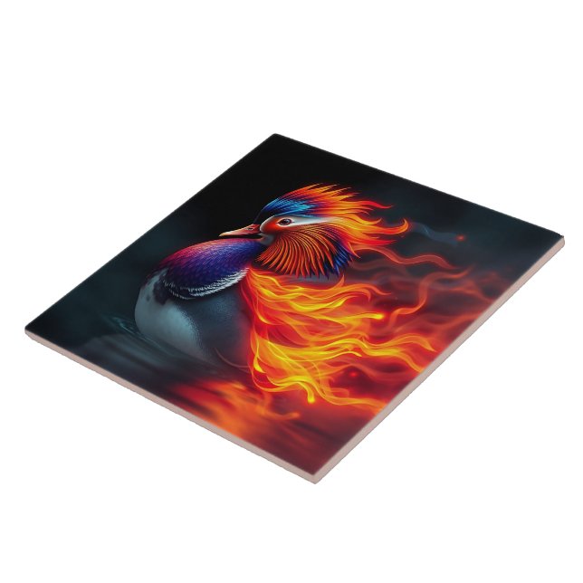 Stunning Flame-boyant Firebird Hot Mandarin Duck Kakelplatta (Sidan)