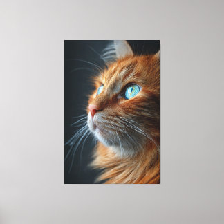 Stunning Fluffy Ginger Cat Profile - Blue Eyed Canvastryck