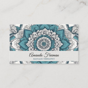 Stunning Grått & Teal Mandala massage Therapy Visitkort