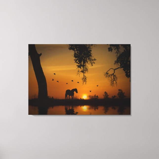 Stunning Horse Vatten och Birds Southwest Canvastryck (Framsida)