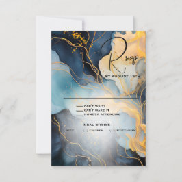 Stunning Indigo Blue och Guld Abstrakt OSA Kort