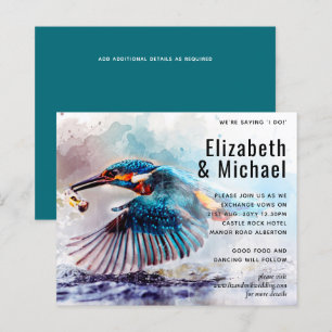 Stunning Kingfisher Bird Budget Wedding bjudande i