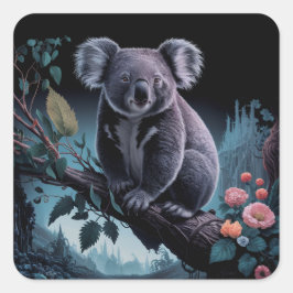 STUNNING KOALA BEAR STICKERS FYRKANTIGT KLISTERMÄRKE