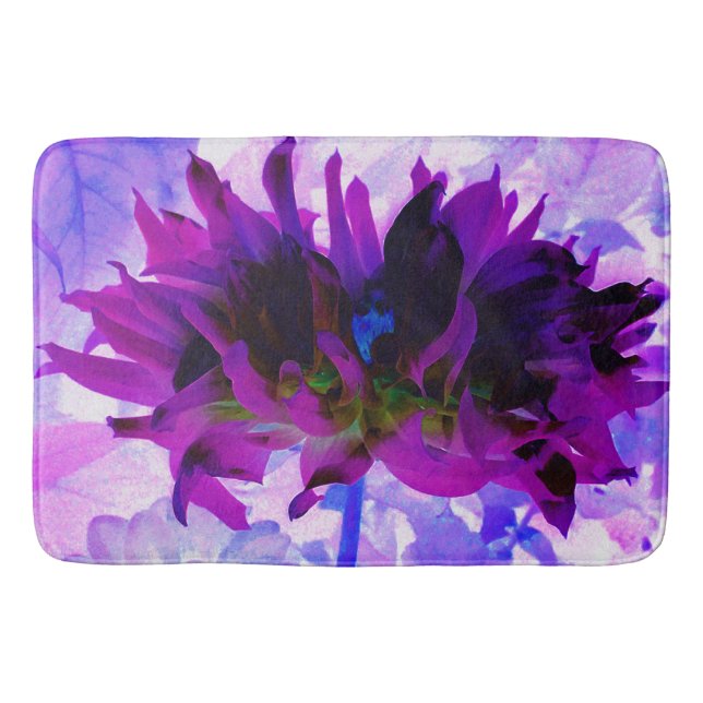 Stunning Lila och Black Cactus Dahlia Badrumsmatta (Framsidan)