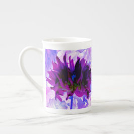 Stunning Lila och Black Cactus Dahlia Benporslin Mugg