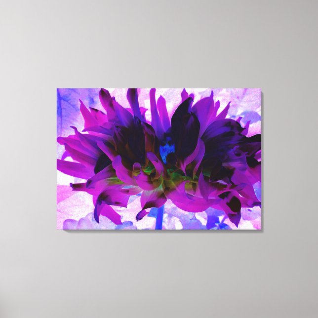 Stunning Lila och Black Cactus Dahlia Canvastryck (Framsida)