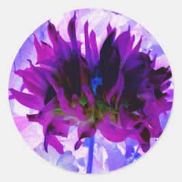 Stunning Lila och Black Cactus Dahlia Runt Klistermärke