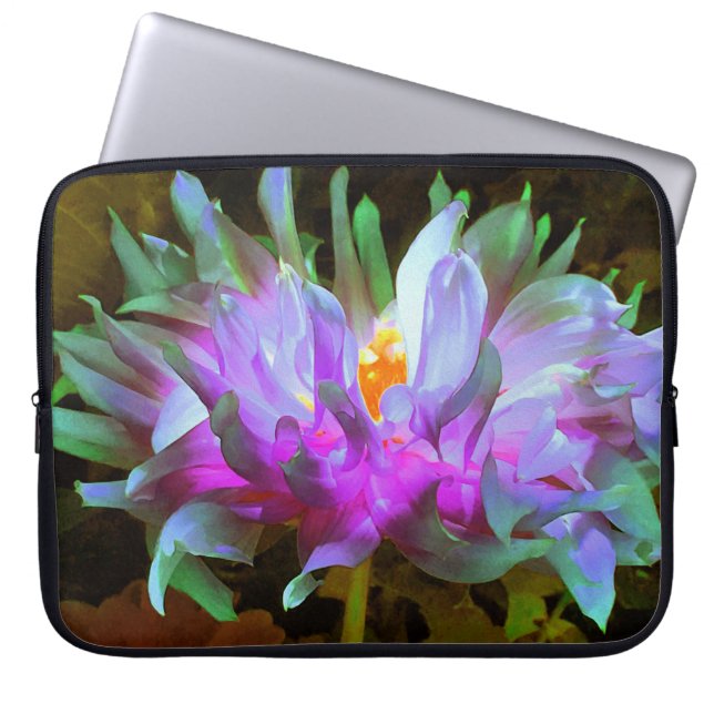 Stunning Magenta och Lime Green Cactus Dahlia Laptop Fodral (Framsidan)