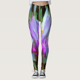 Stunning Magenta och Limegrön Kaktus-Dalia Leggings